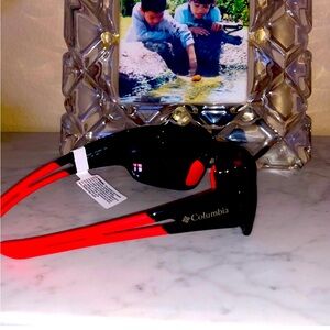 Columbia Sunglasses Red Orange Mirrored Polarized Lenses Extended Size NWT